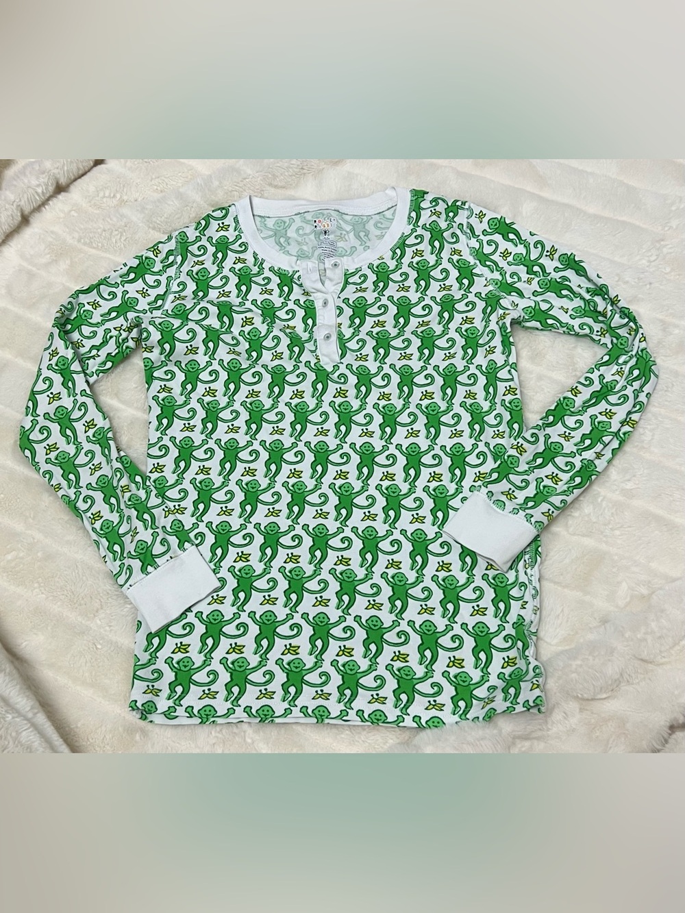 Roller Rabbit Kid Boys Girls Size 14 Monkey Pajama TOP Green Print AOP Sleepwear